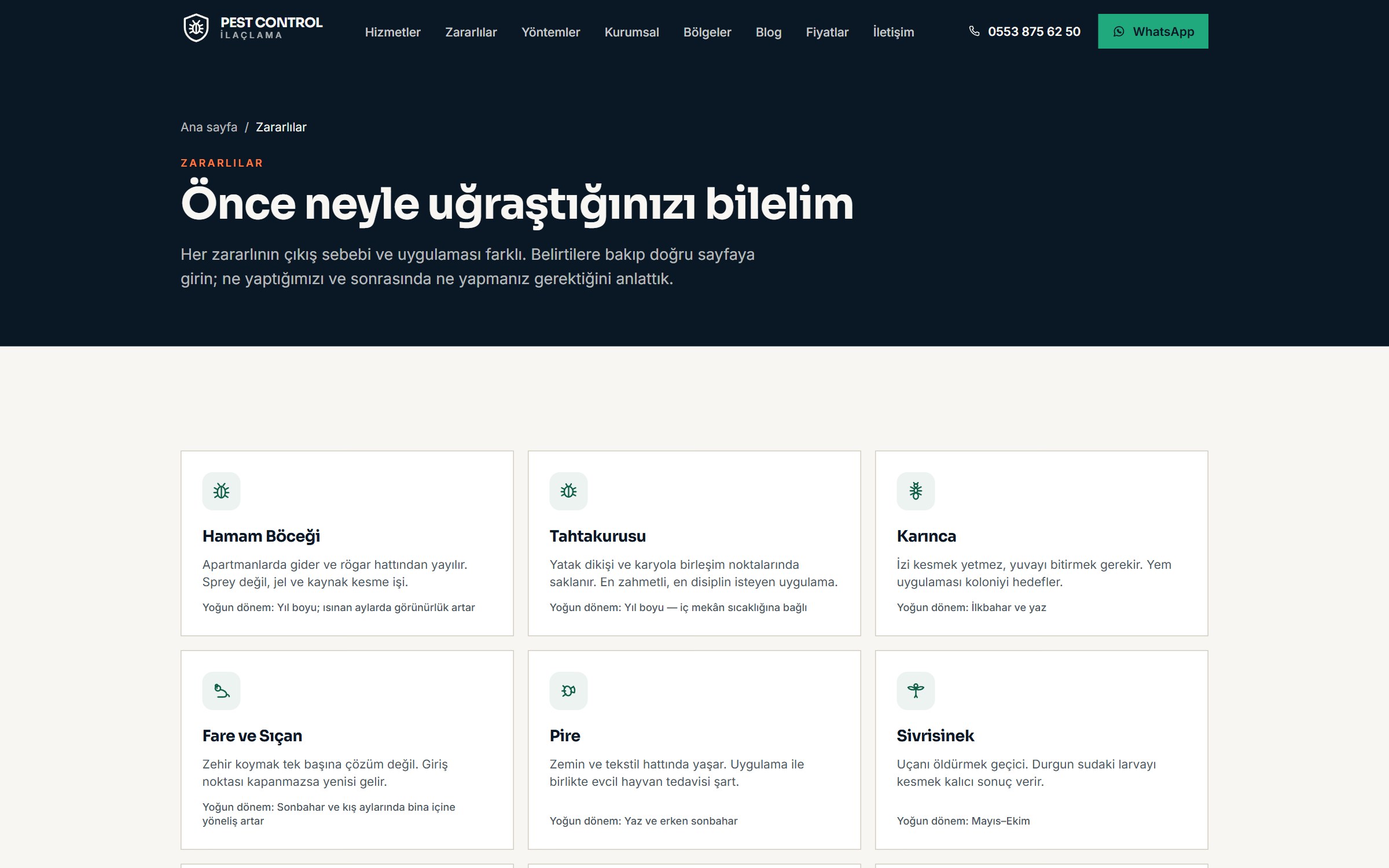 Zararlı türüne göre ayrıntılı bilgi ve doğru yönlendirme